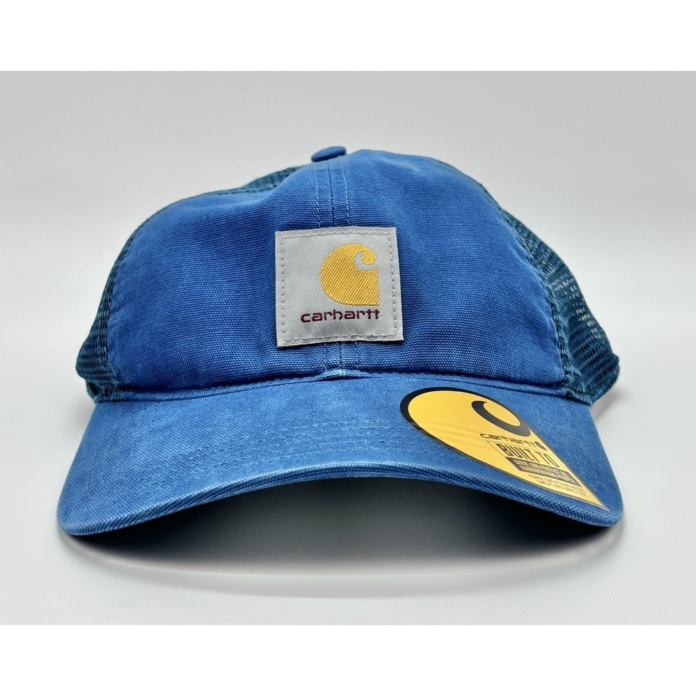 Carhartt Canvas Mesh-Back Trucker‎ Cap Hat Blue Snapback One Size AH0286 HF0